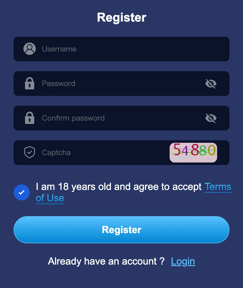 PCSOBET Online registration form for new casino players